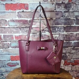 Anne Klein Plum Tote with Bow Detail